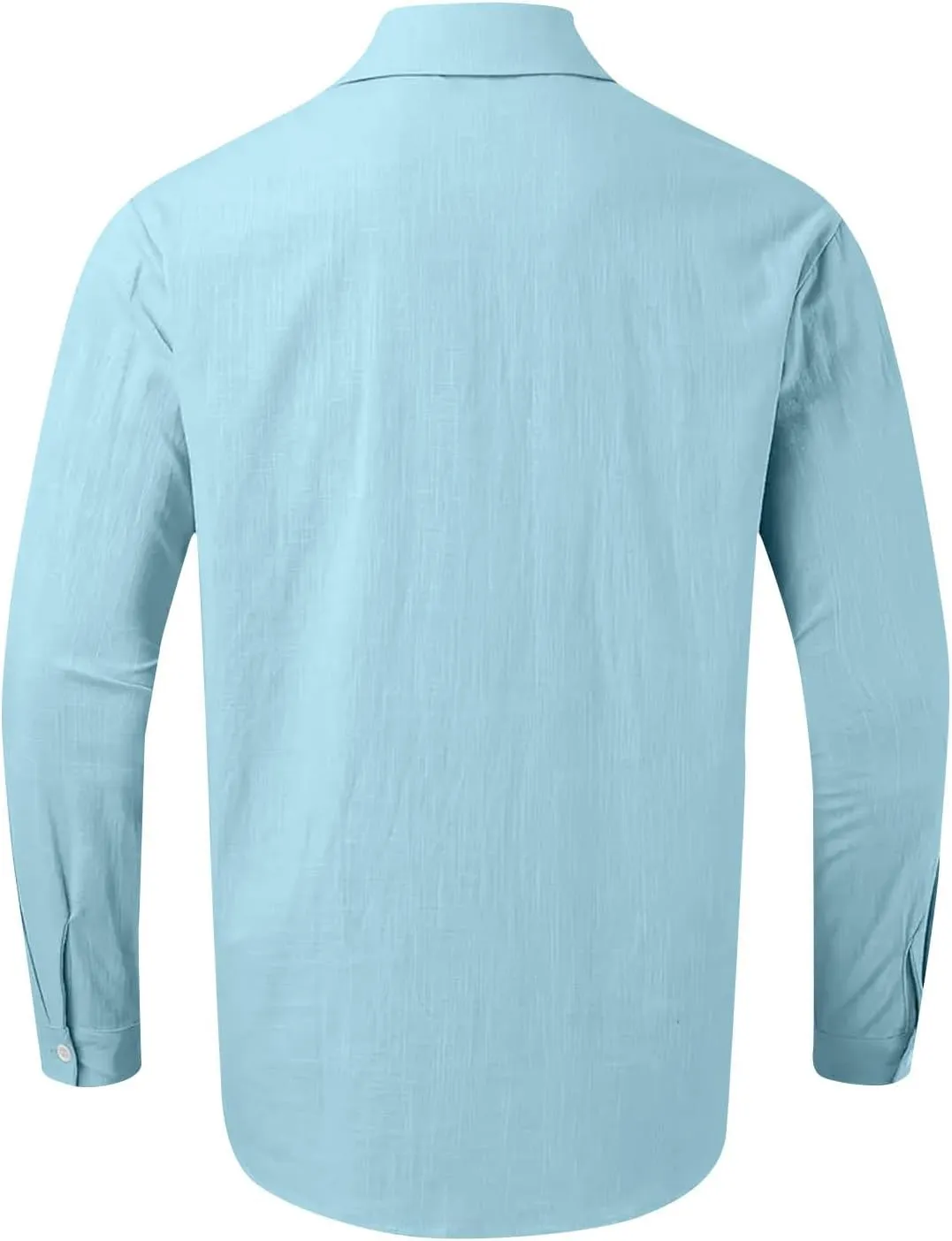 Mens Cotton Linen Shirts Casual Long Sleeve Button Down Shirt Beach Vacation Lightweight Breathable Blouses