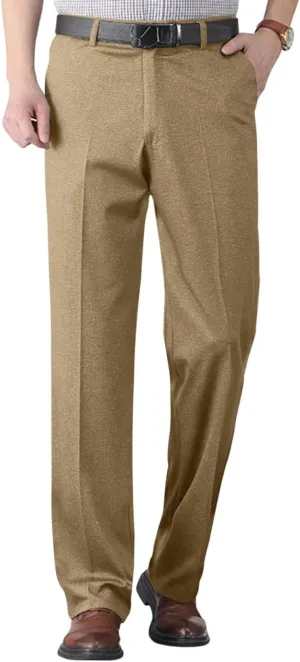Mens Dress Pants Flat Front Business Casual Golf Pants Vintage Lightweight Office Dressy Pants with Pockets