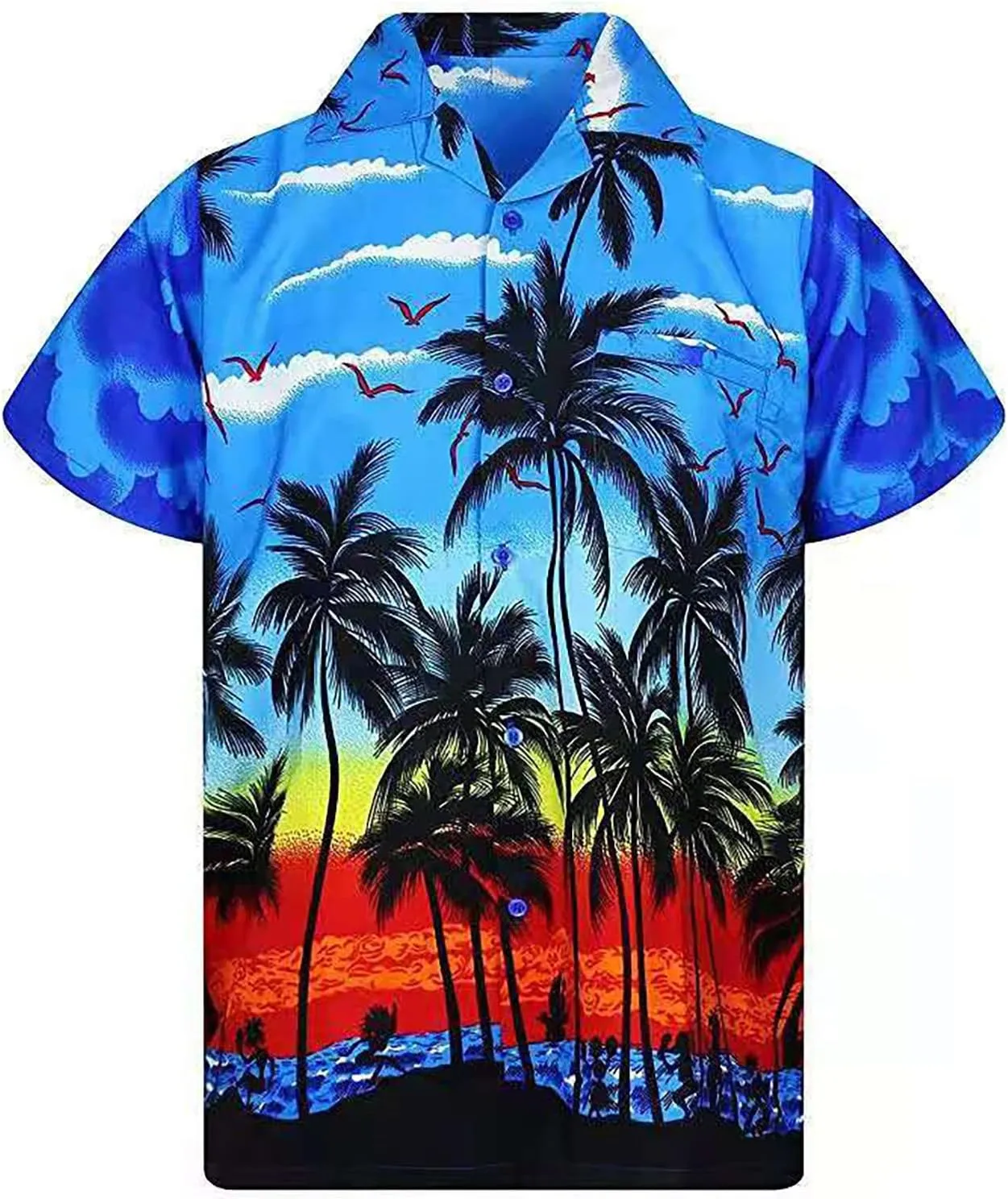 Men's Dress Shirts Breathable Fashion Lightweight Vintage Button Down Graphic Printed Tropical Beach Tops