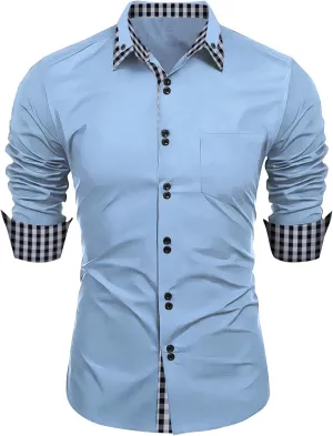 Mens Dress Shirts Casual Stretch Dress Shirt Fall Big and Tall Shirt