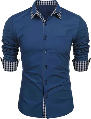 Mens Dress Shirts Casual Stretch Dress Shirt Fall Big and Tall Shirt
