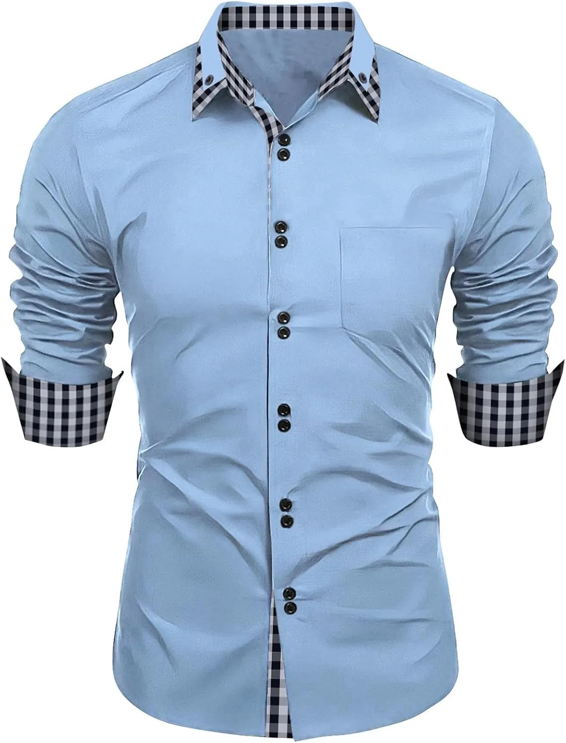 Mens Dress Shirts Casual Stretch Dress Shirt Fall Big and Tall Shirt