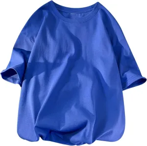 Men's Drop Shoulder Oversized T Shirts Casual Short Sleeve Loose Round Neck Tee Top Trendy Solid Basic Hipster Shirt
