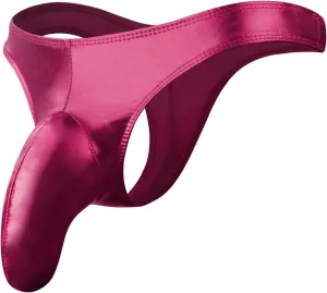 Men's Fashion Sretch G-string PU Lether T Back Micro Thong Sexy Elephant Trunk Buttock Lift Underwear Erotic Briefs