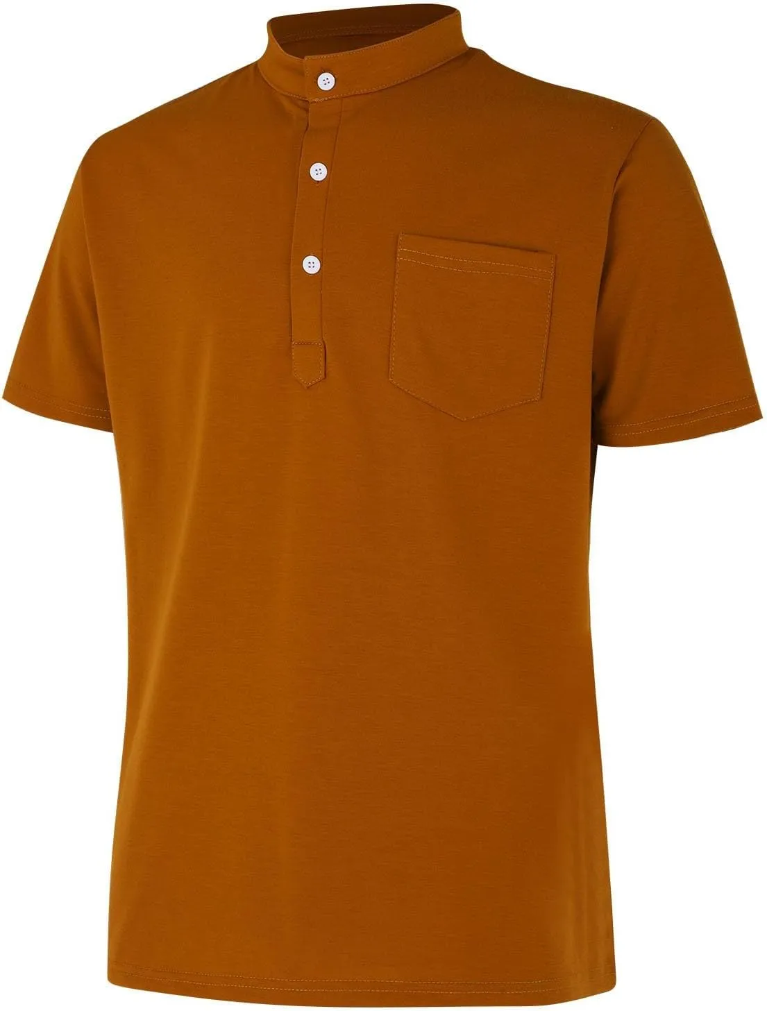 Mens Henley Shirts Short Sleeve Muscle Slim Fit Cotton Casual Summer Pocket Big and Tall Work Plain Tshirts Tops