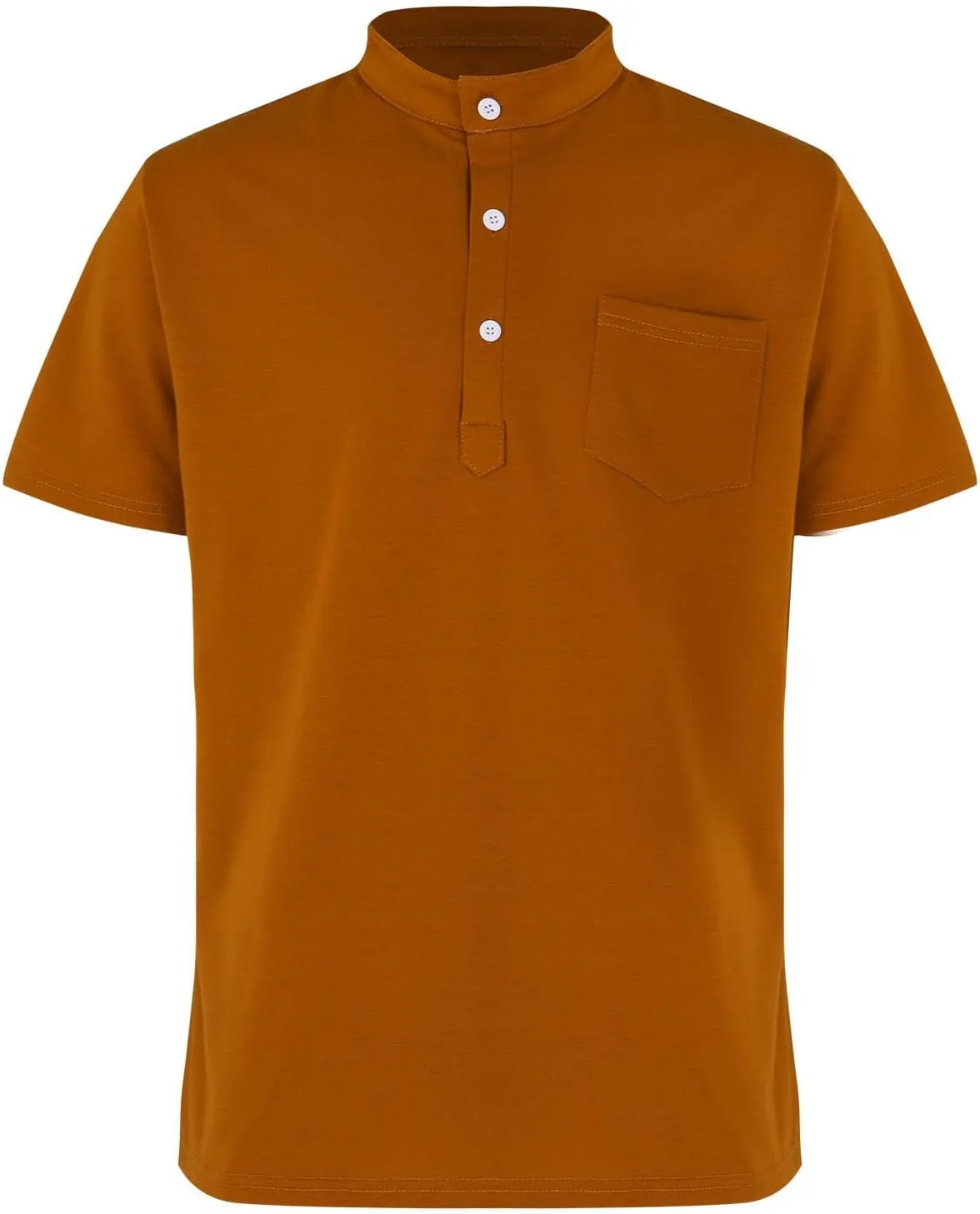 Mens Henley Shirts Short Sleeve Muscle Slim Fit Cotton Casual Summer Pocket Big and Tall Work Plain Tshirts Tops