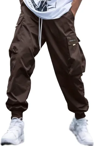 Men's Joggers Pants Casual Baggy Cotton Drawstring Tapered Sweatpants Cargo Hippie Loose Fit Trousers with Pockets