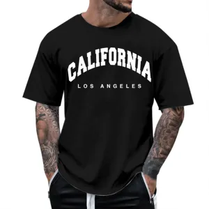 Men's Letter Graphic Tees T Shirts Round Neck Short Sleeve Summer T-Shirt Stylish Gym Workout Tops Tops