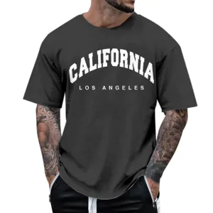 Men's Letter Graphic Tees T Shirts Round Neck Short Sleeve Summer T-Shirt Stylish Gym Workout Tops Tops