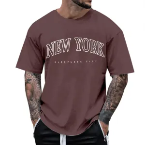 Men's Letter Graphic Tees T Shirts Round Neck Short Sleeve Summer T-Shirt Stylish Gym Workout Tops Tops