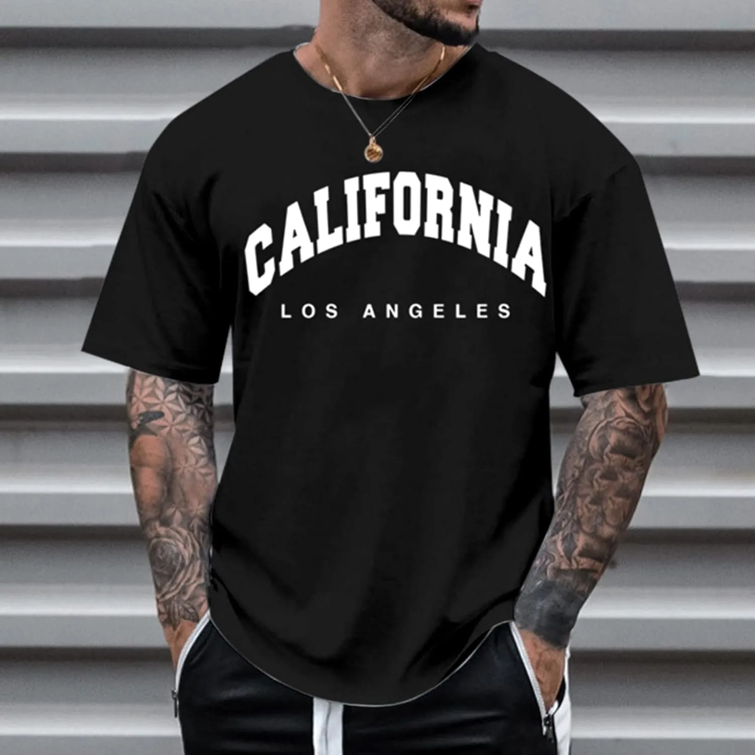 Men's Letter Graphic Tees T Shirts Round Neck Short Sleeve Summer T-Shirt Stylish Gym Workout Tops Tops