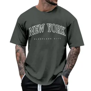 Men's Letter Graphic Tees T Shirts Round Neck Short Sleeve Summer T-Shirt Stylish Gym Workout Tops Tops