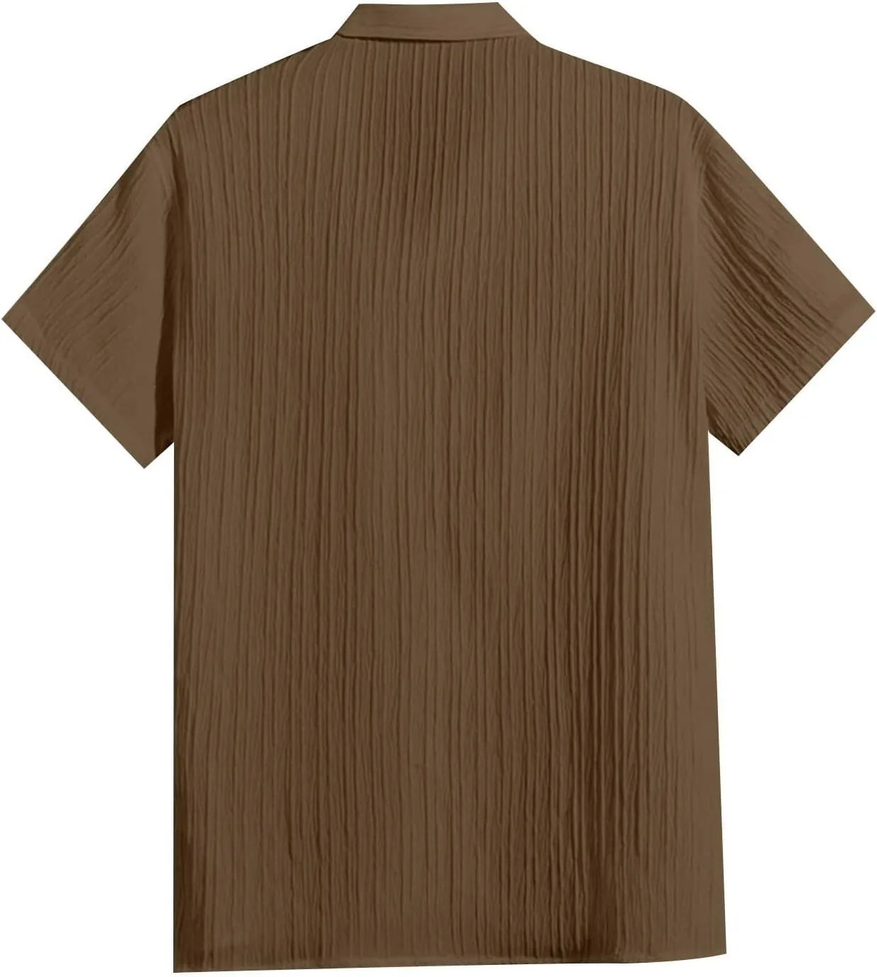 Mens Linen Button-Down Shirts Casual Loose Striped Jacquard Long Sleeve Beach Shirt