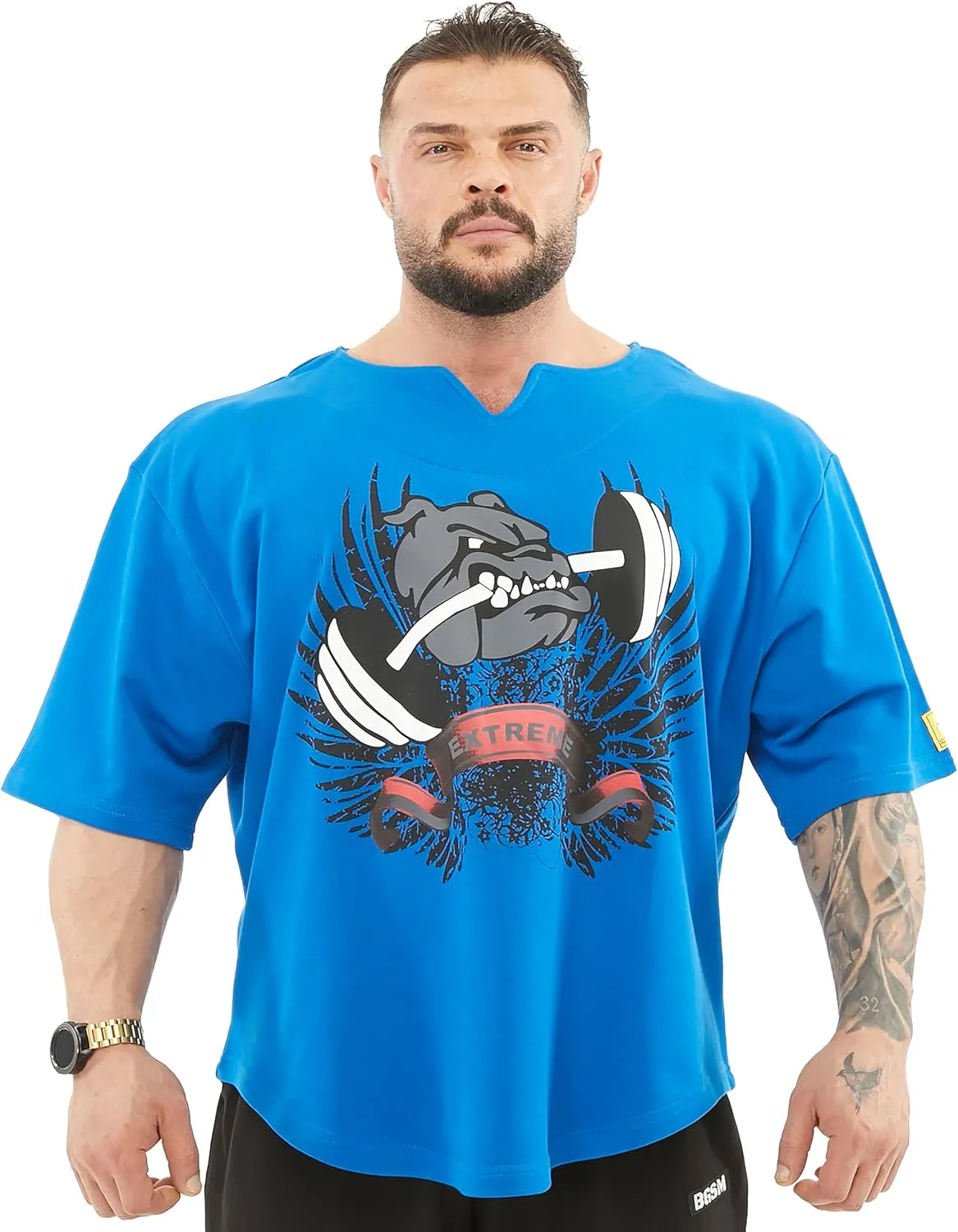 Men's Oversize Gym Lifestyle T-Shirt, Thick Texture Cotton, Comfort Design, Performance Top