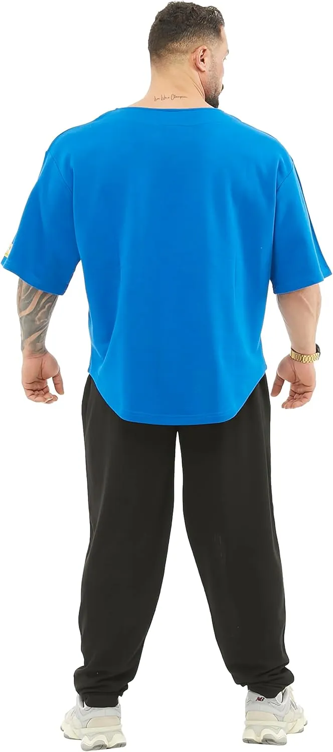 Men's Oversize Gym Lifestyle T-Shirt, Thick Texture Cotton, Comfort Design, Performance Top