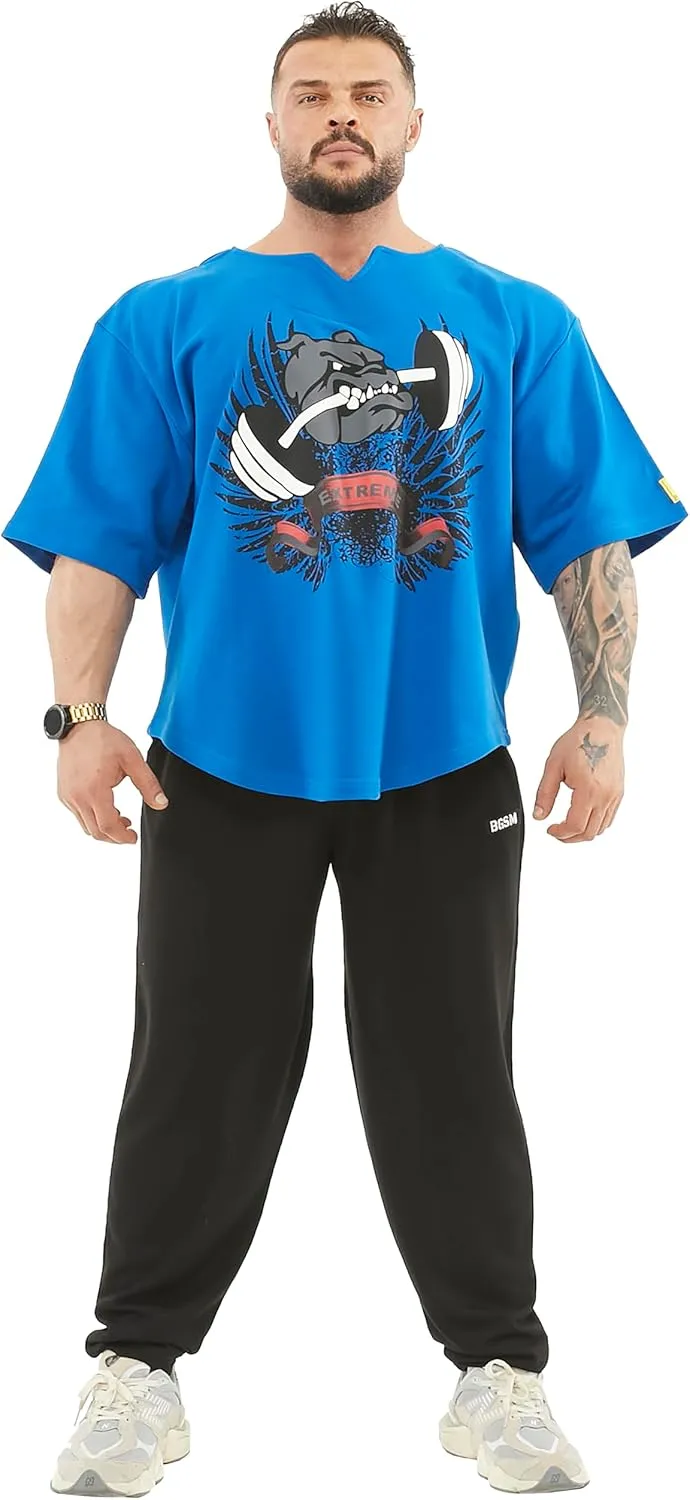 Men's Oversize Gym Lifestyle T-Shirt, Thick Texture Cotton, Comfort Design, Performance Top