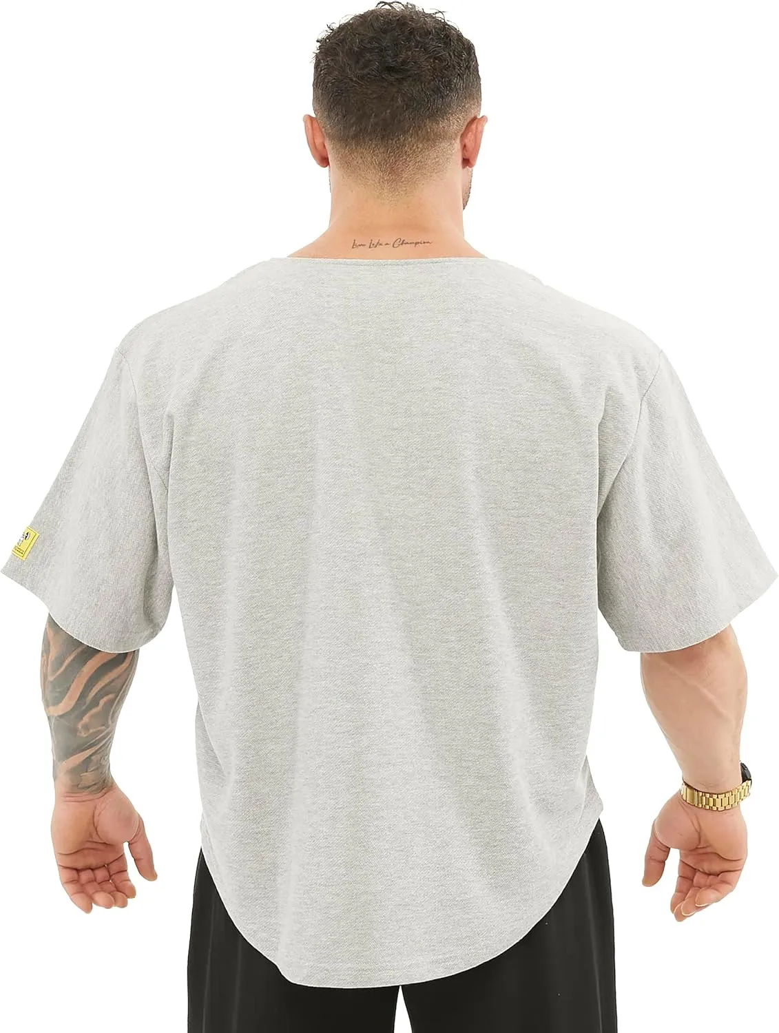 Men's Oversize Gym Lifestyle T-Shirt, Thick Texture Cotton, Comfort Design, Performance Top