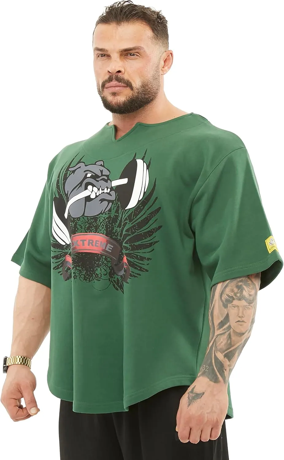 Men's Oversize Gym Lifestyle T-Shirt, Thick Texture Cotton, Comfort Design, Performance Top