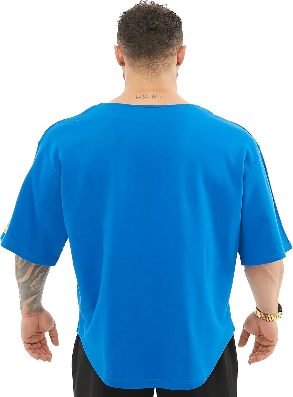 Men's Oversize Gym Lifestyle T-Shirt, Thick Texture Cotton, Comfort Design, Performance Top