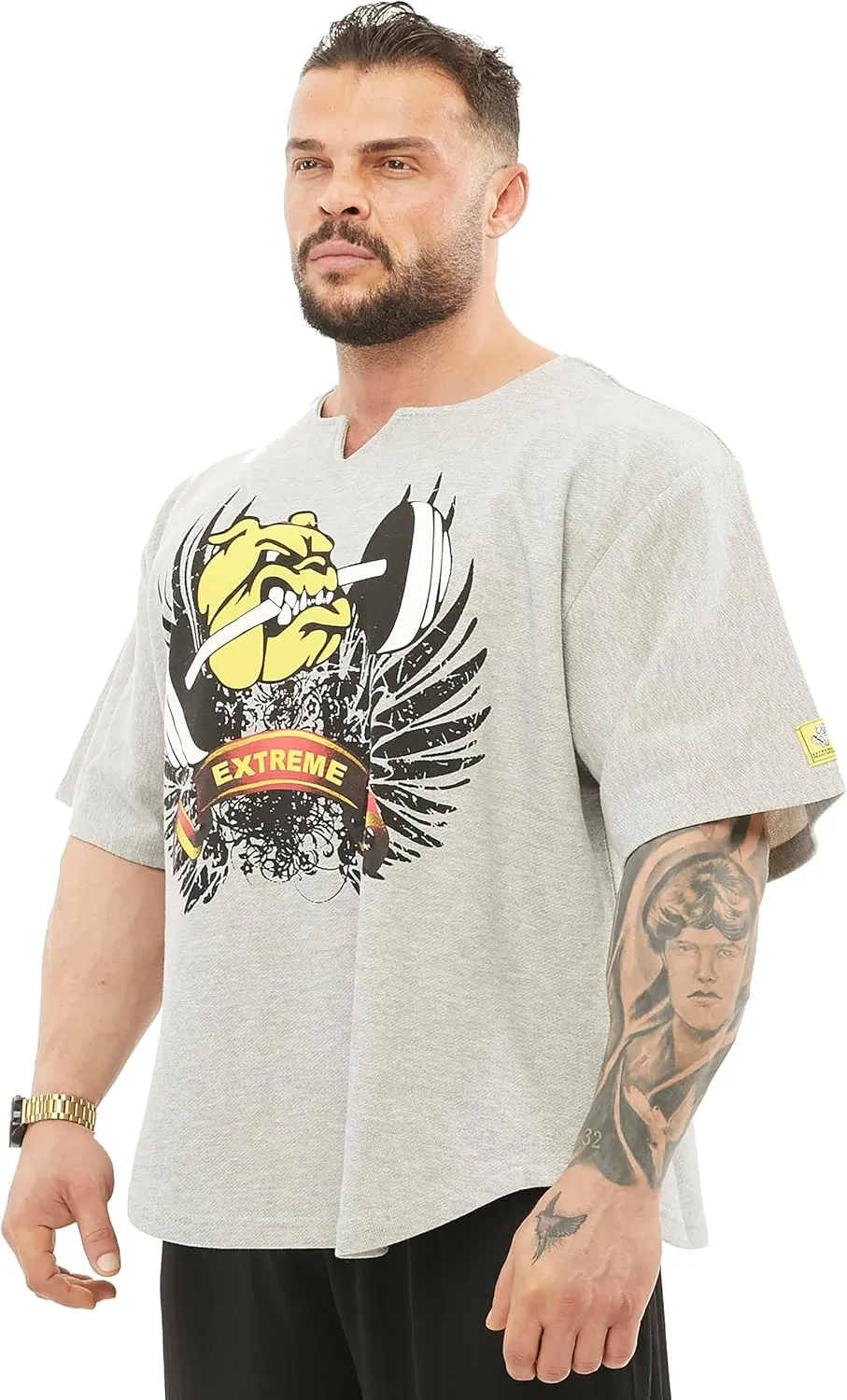 Men's Oversize Gym Lifestyle T-Shirt, Thick Texture Cotton, Comfort Design, Performance Top