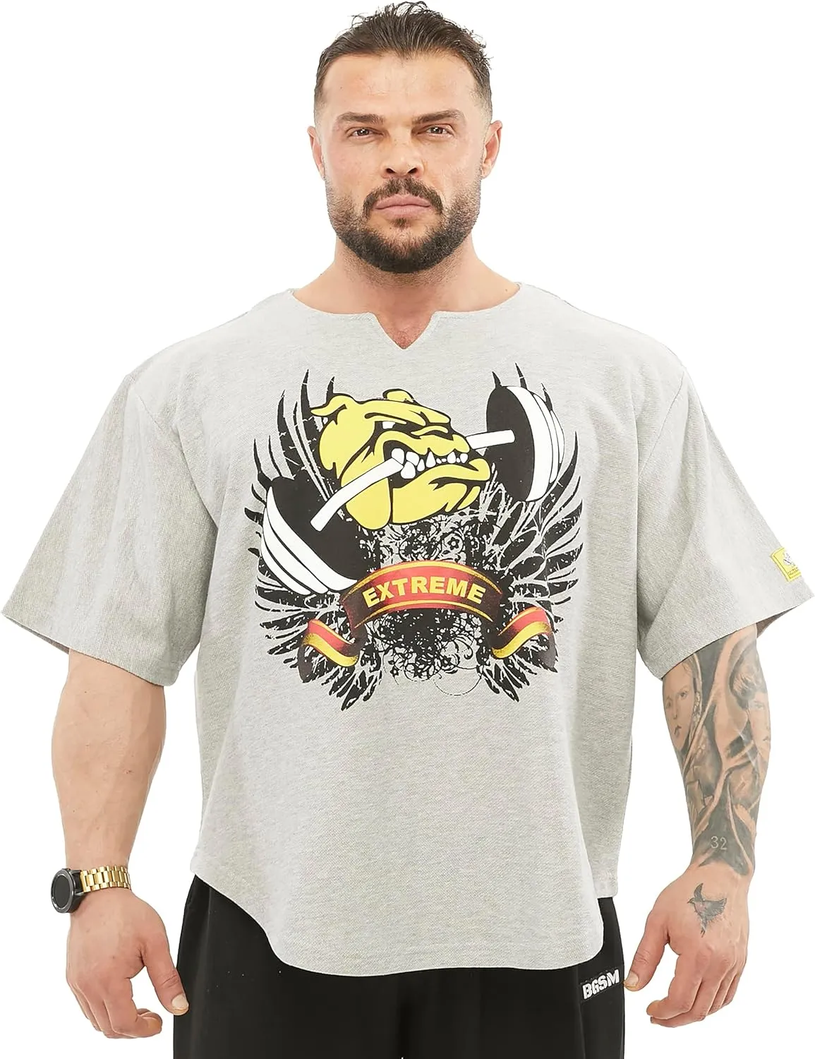Men's Oversize Gym Lifestyle T-Shirt, Thick Texture Cotton, Comfort Design, Performance Top