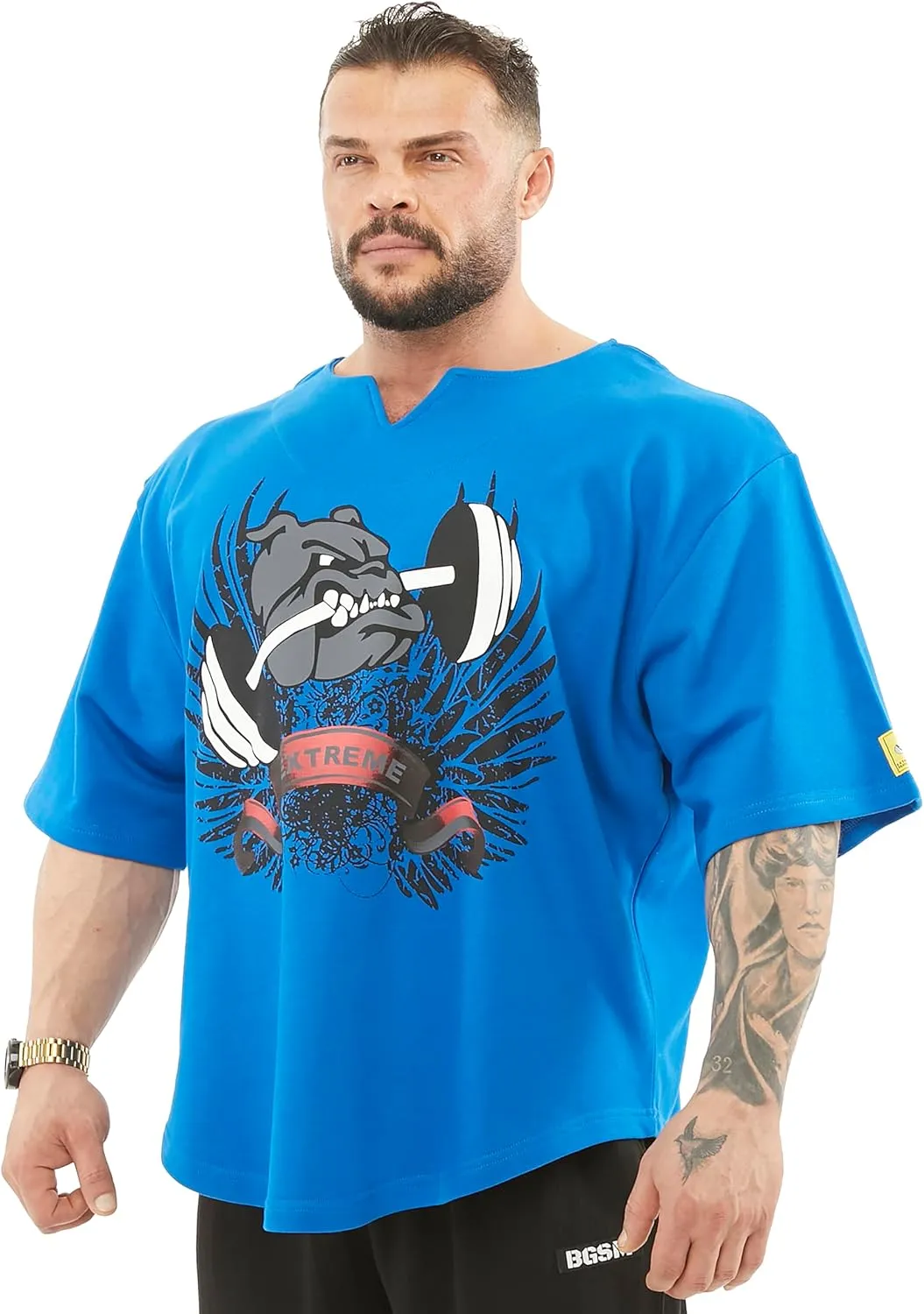 Men's Oversize Gym Lifestyle T-Shirt, Thick Texture Cotton, Comfort Design, Performance Top