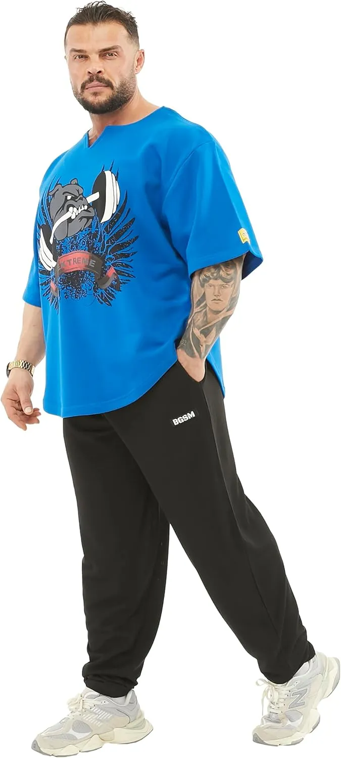 Men's Oversize Gym Lifestyle T-Shirt, Thick Texture Cotton, Comfort Design, Performance Top