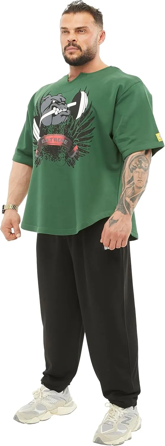 Men's Oversize Gym Lifestyle T-Shirt, Thick Texture Cotton, Comfort Design, Performance Top
