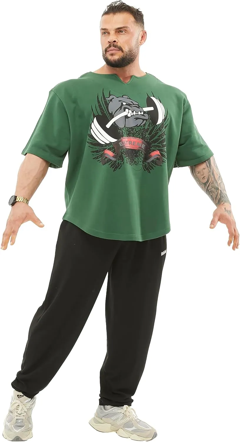 Men's Oversize Gym Lifestyle T-Shirt, Thick Texture Cotton, Comfort Design, Performance Top