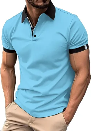Men's Polo Shirt Slim Fit Moisture Wicking Quick Dry Summer Short Sleeve Golf Polo T Shirts Fashion 1/4 Zipper Collared Top