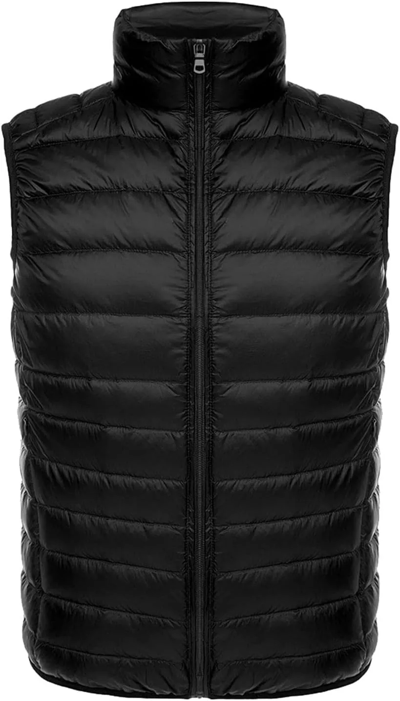 Men's Puffer Vest Lightweight Sleeveless Jacket Full Zipper Outerwear Coats Warm Outdoor Down Vest with Pockets