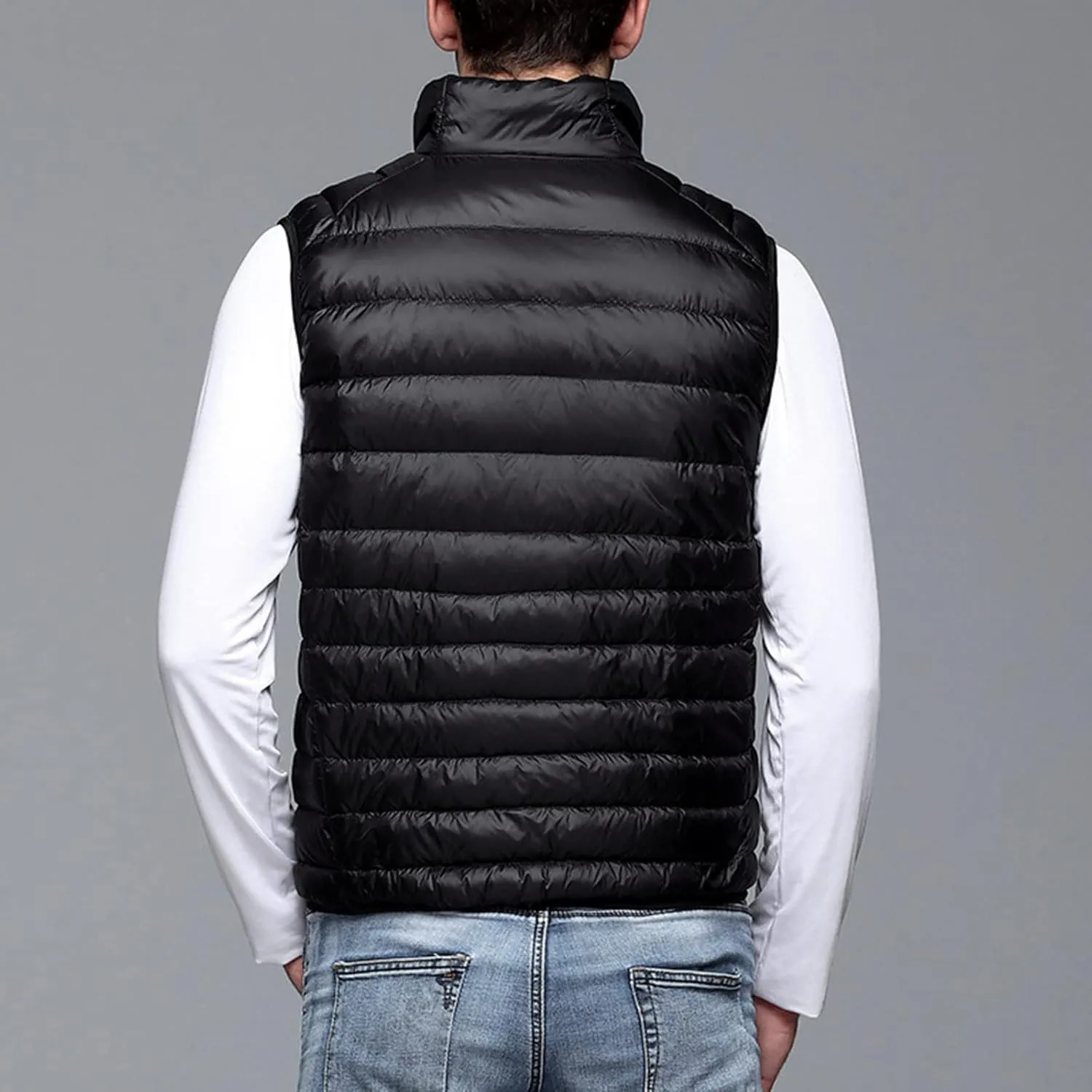 Men's Puffer Vest Lightweight Sleeveless Jacket Full Zipper Outerwear Coats Warm Outdoor Down Vest with Pockets
