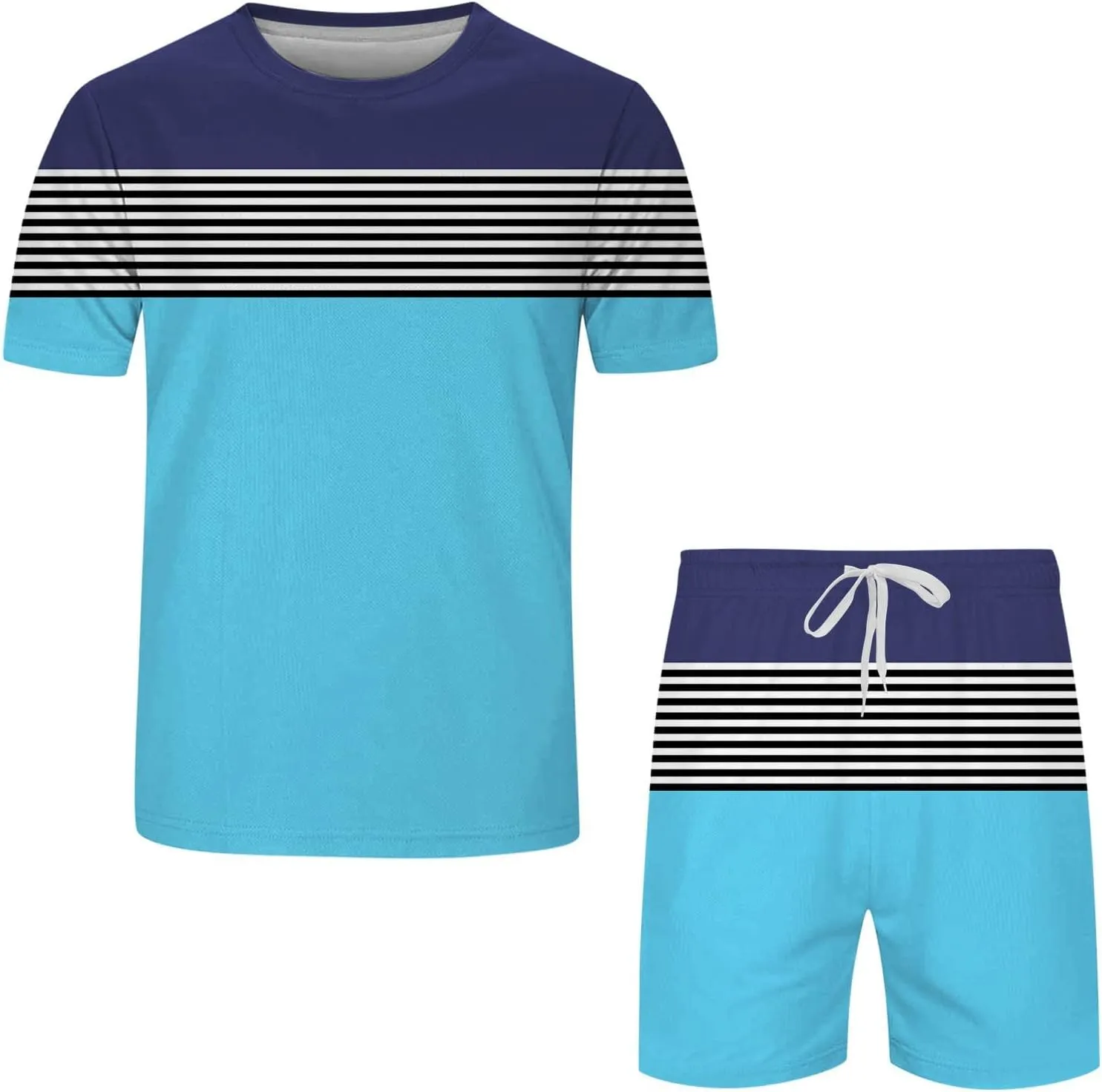 Mens Shirts Casual Stylish 2 Piece Outfits Summer Muscle Short Sleeve Tee Shirts and Classic Fit Sport Shorts Set Tracksuit
