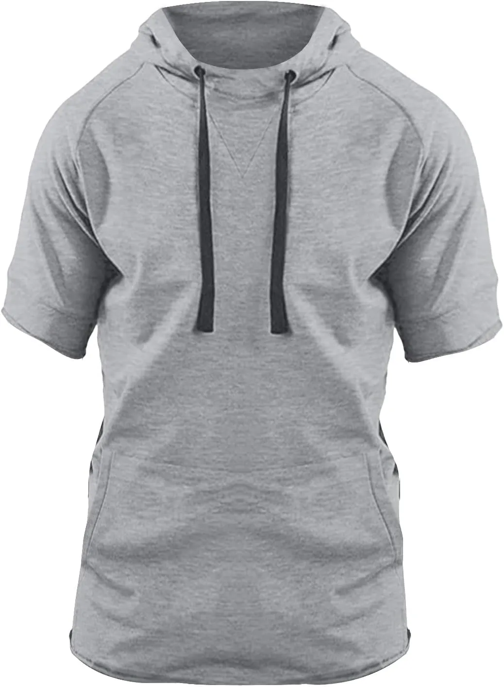 Mens Short Sleeve Muscle Hoodies Slim Fit Fitness Gym Workout Athletic Tee Pullover Casual Loose Fashion T-Shirts