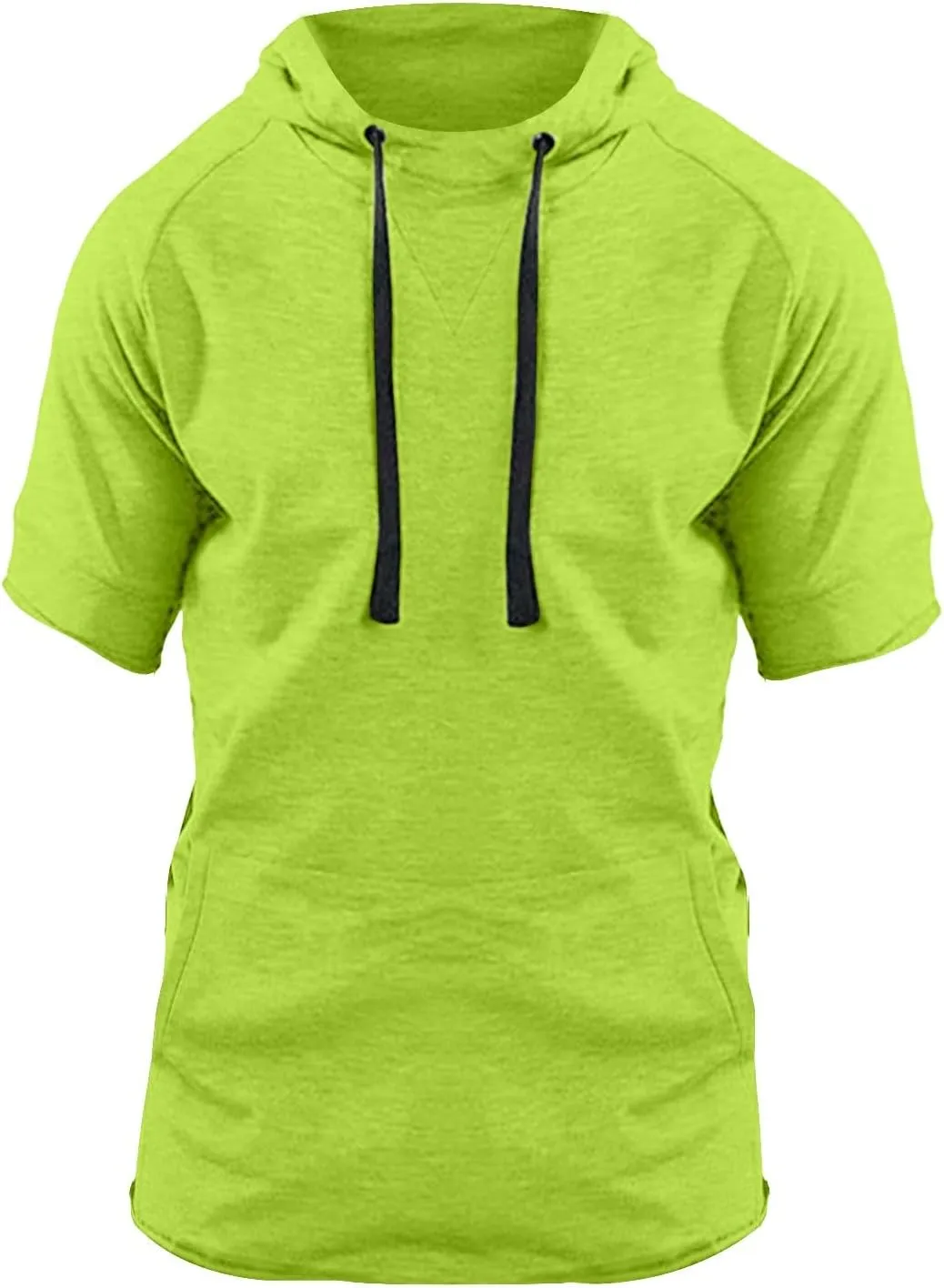 Mens Short Sleeve Muscle Hoodies Slim Fit Fitness Gym Workout Athletic Tee Pullover Casual Loose Fashion T-Shirts