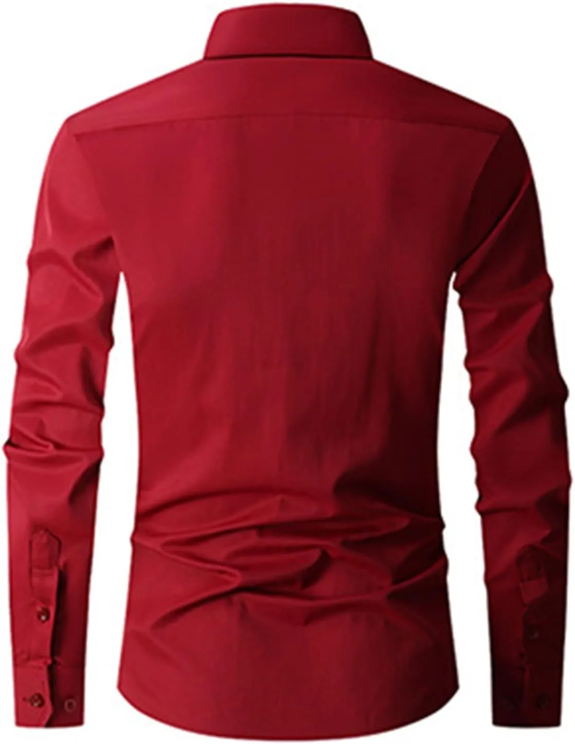 Men's Slim Fit Dress Shirts Solid Color Long Sleeve Stylish Casual Business Button Up Shirts Lightweight Work Blouse