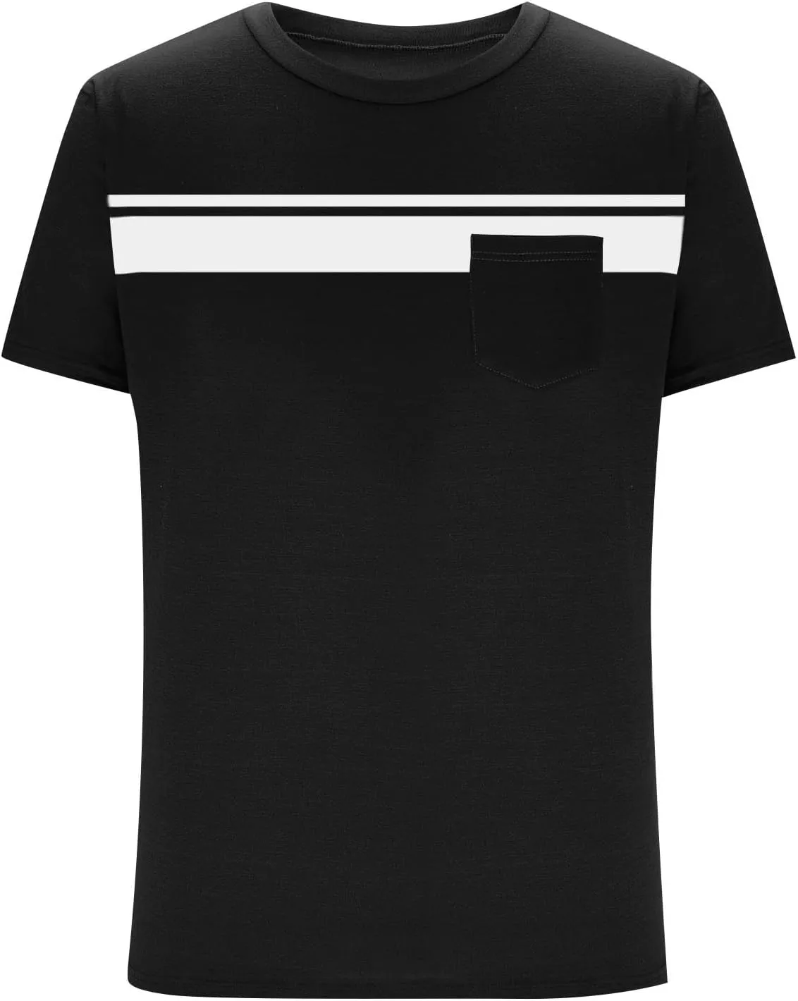 Mens Striped Color Block T-Shirt Short Sleeve Casual Crew Neck Summer Athletic Tee Shirts Pullover Top with Pocket