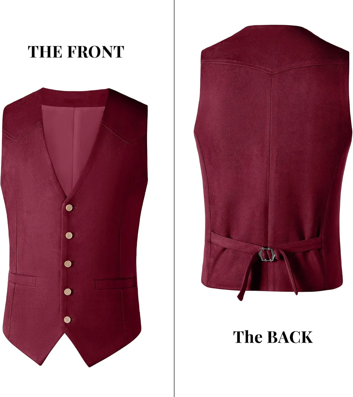Men's Suede Leather Vest Casual Cowboy Western Vests Mens Waistcoat