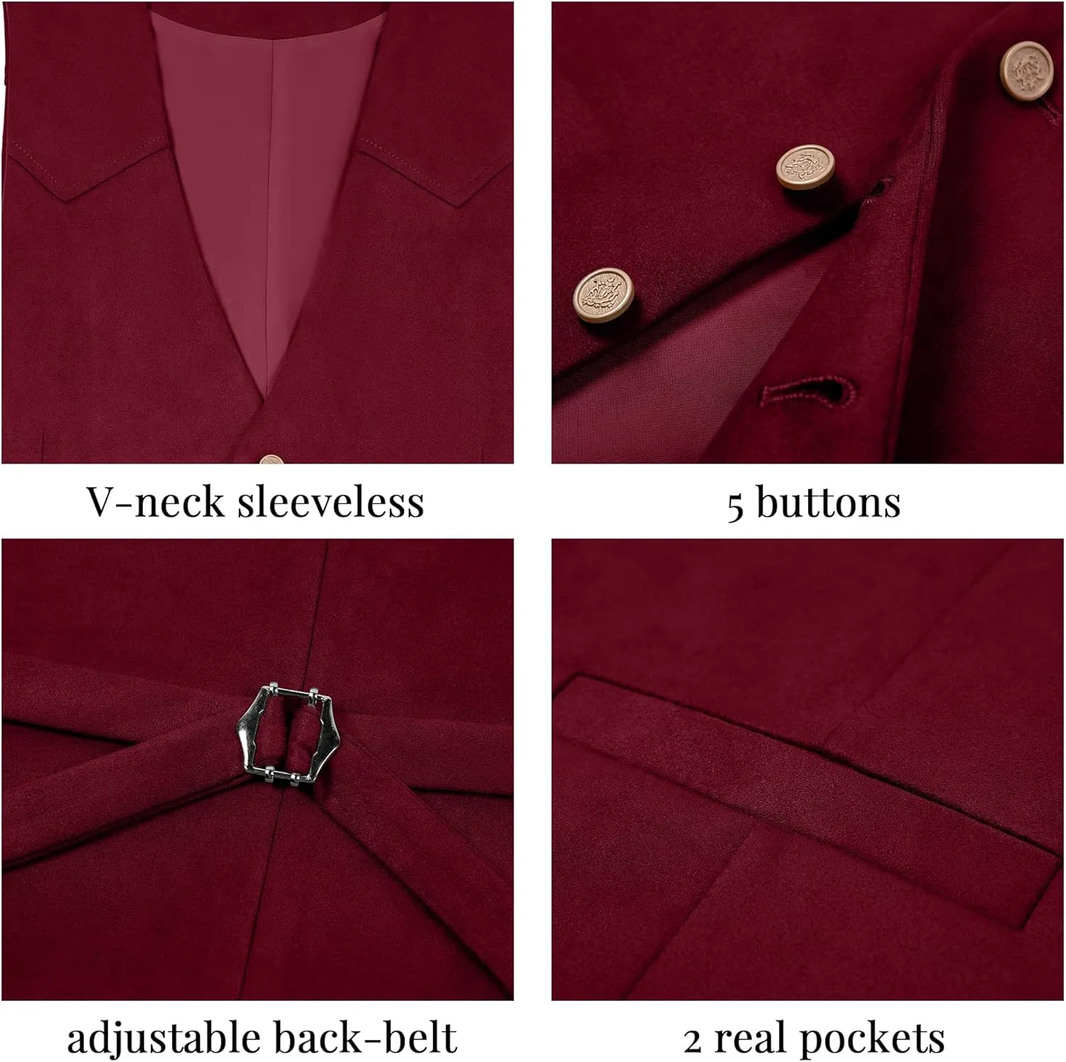 Men's Suede Leather Vest Casual Cowboy Western Vests Mens Waistcoat