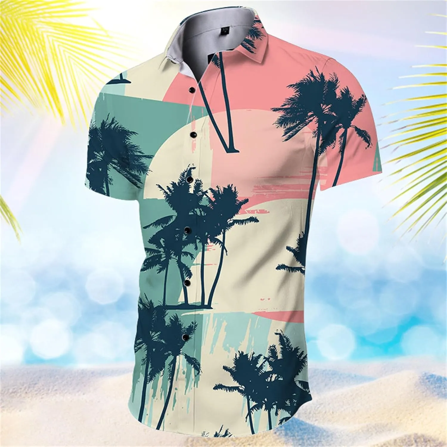Mens Summer Beach Shirt Hawaiian Style Short Sleeve Regular Casual Lapel Shirts 2024 Lightweight Outdoor Combat Tropical Tops