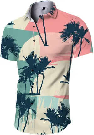 Mens Summer Beach Shirt Hawaiian Style Short Sleeve Regular Casual Lapel Shirts 2024 Lightweight Outdoor Combat Tropical Tops