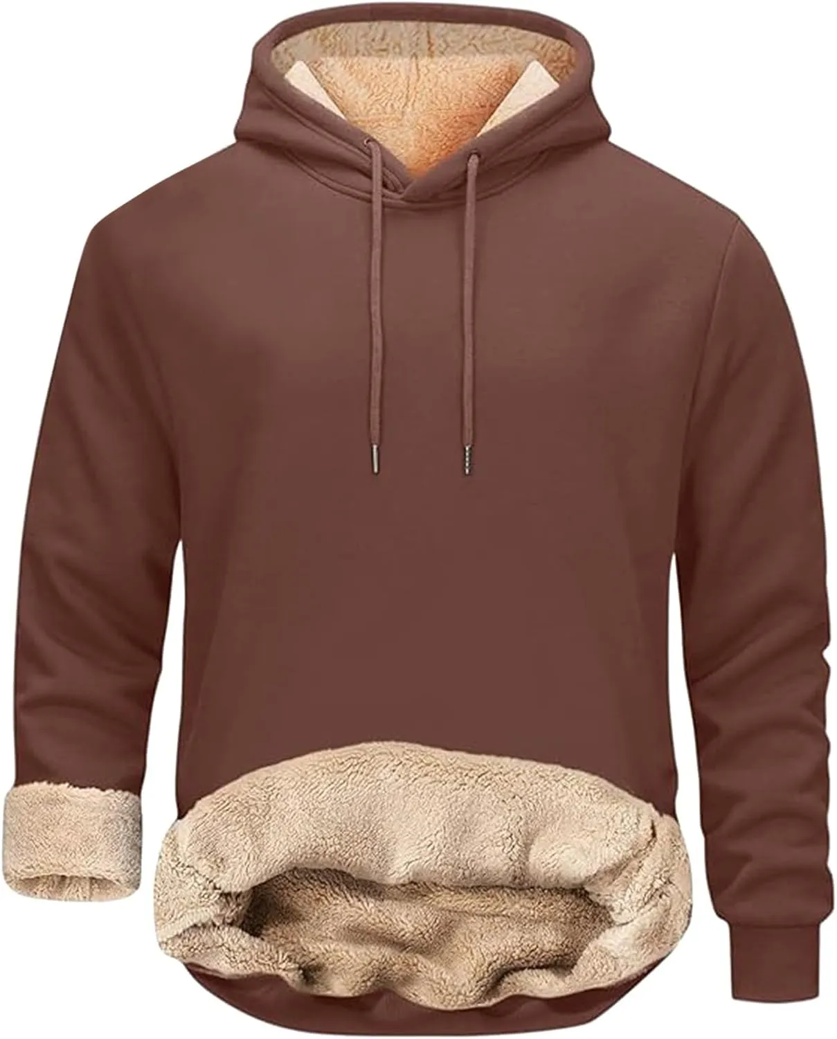 Mens Sweatsuit Sherpa Lined 2 Piece Hooded Sweatshirts Set Pullover Tops Fleece Sweatpants Winter Thermal Tracksuits