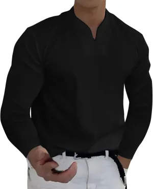 Men's T Shirts Long Sleeve Soft V Neck Lightweight Tee Shirts, Summer Casual Soft Basic Tops, Flannel T-Shirt for Men