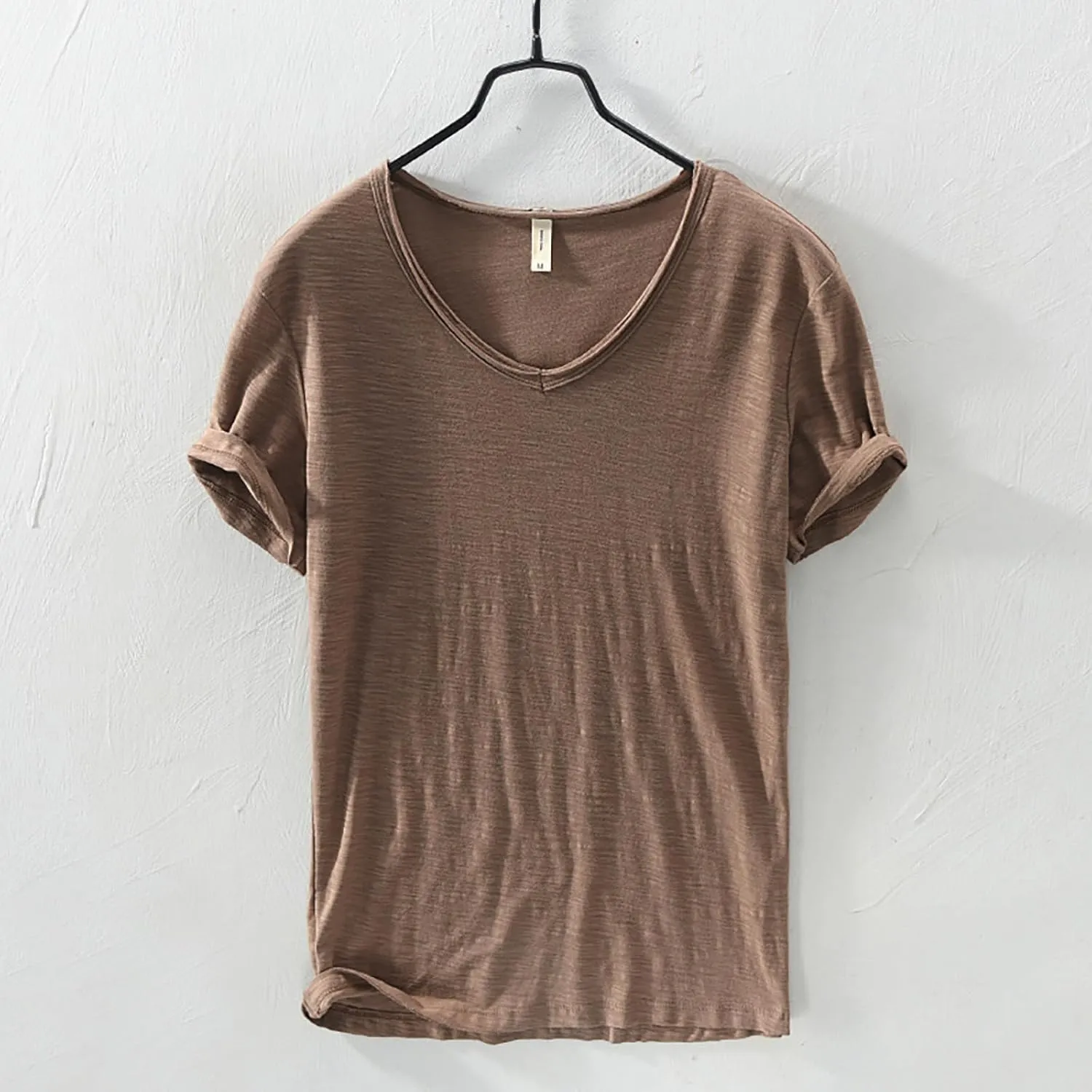 Mens V Neck T Shirts Slim Fit Cotton Casual Summer Moisture Wicking Tshirts Stretch Soft Plain Fitted Cooling Undershirts