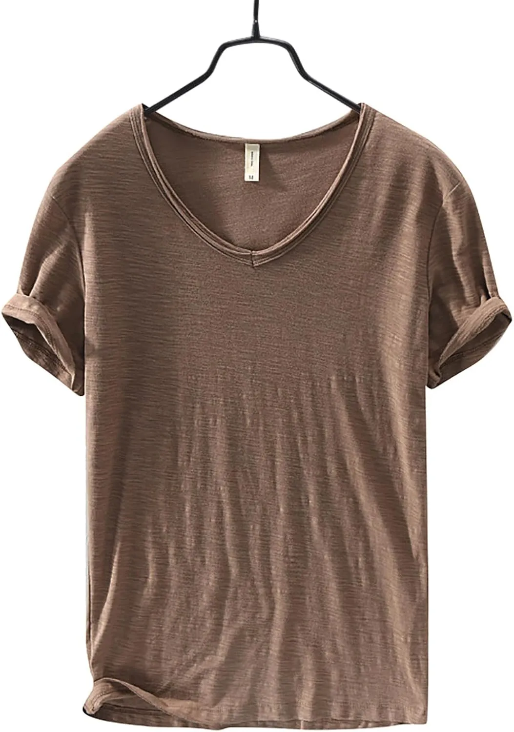 Mens V Neck T Shirts Slim Fit Cotton Casual Summer Moisture Wicking Tshirts Stretch Soft Plain Fitted Cooling Undershirts