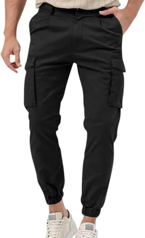 Mens Work Pants Slim Fit Cargo Pants for Men Tactical Tapered Trousers with Pocket Athletic Outdoor Joggers