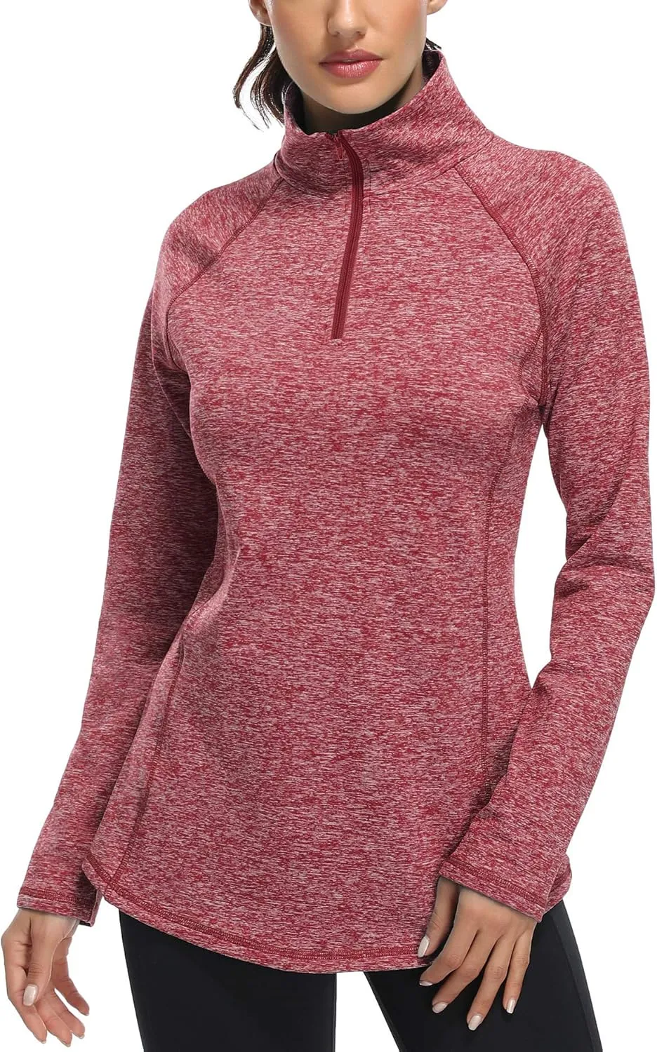 Miusey Womens Quarter Zip Running Pullover Jackets Long Sleeve Workout Tops (PRIME)