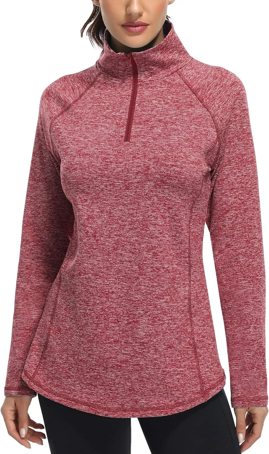 Miusey Womens Quarter Zip Running Pullover Jackets Long Sleeve Workout Tops (PRIME)