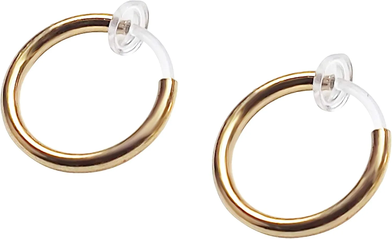 Miyabi Grace Silver Small for Women Comfortable Plastic Invisible Clip On Hoop Earrings Men Fake Nose Ring Faux Lip Septum Ring Fake Cartilage Earrings 12 mm Spike Cross Feather 15mm Unisex Gold Non Piercing Lobes