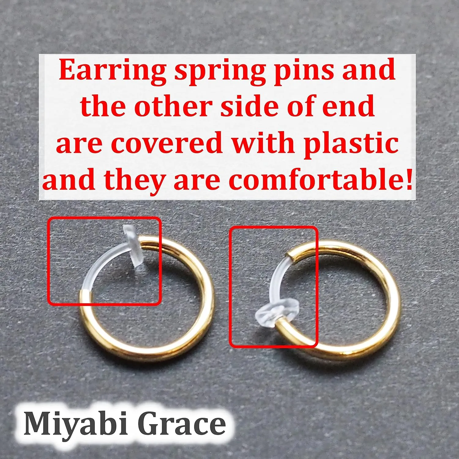 Miyabi Grace Silver Small for Women Comfortable Plastic Invisible Clip On Hoop Earrings Men Fake Nose Ring Faux Lip Septum Ring Fake Cartilage Earrings 12 mm Spike Cross Feather 15mm Unisex Gold Non Piercing Lobes